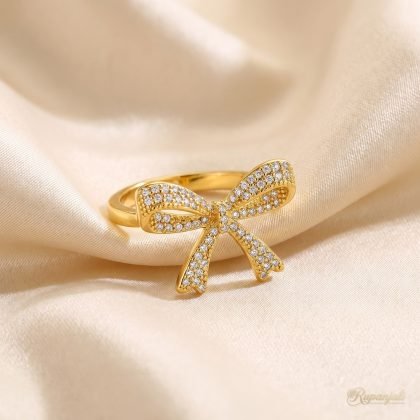 Pave Bow Ring — Sparkling Ribbon Knot