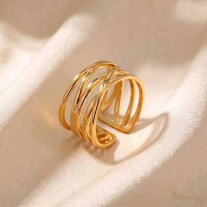 Gold Irregular Coil Open Ring — Airy Wire Lattice