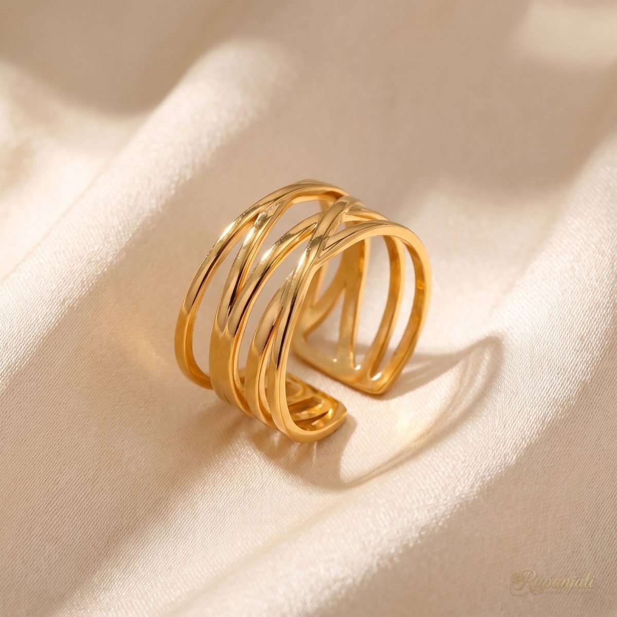 Gold Irregular Coil Open Ring — Airy Wire Lattice 1
