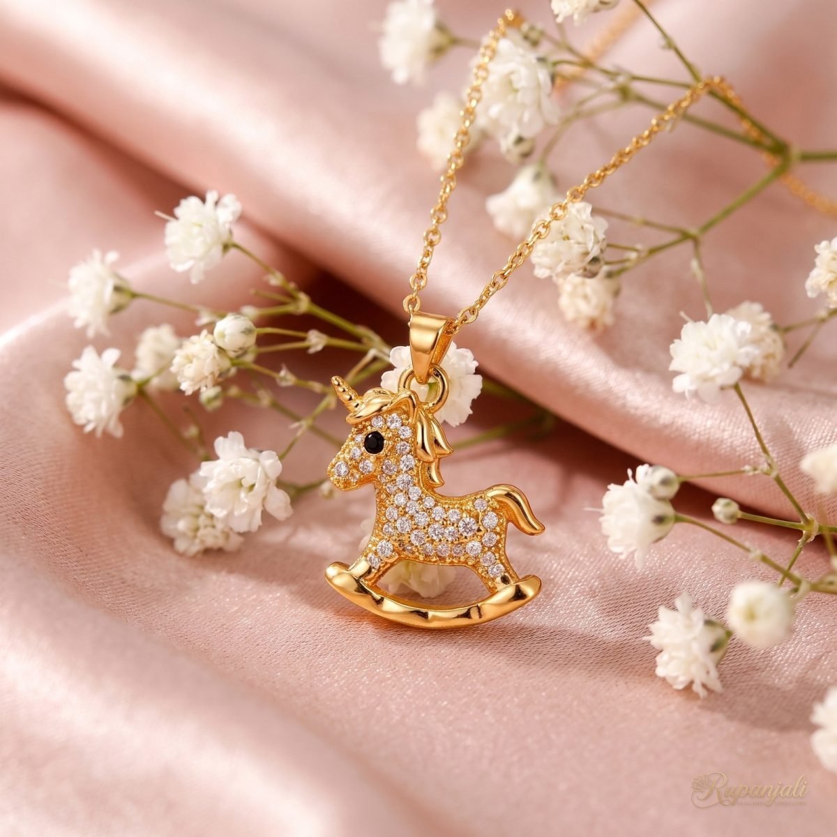 Rocking Pony Unicorn Necklace — Pave Zircon Charm 3