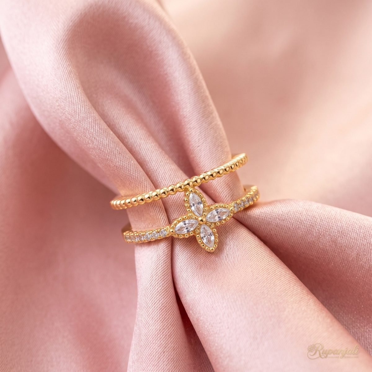 Korean Flower Duo Ring — Marquise Bloom 4