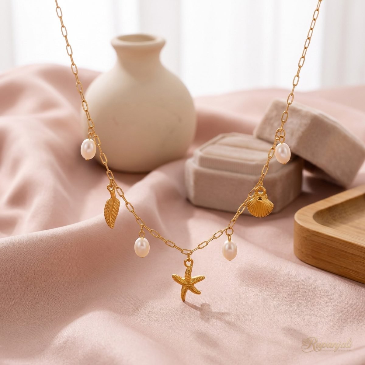 Gold Starfish Shell Pearl Charm Necklace for Women — Ocean 2