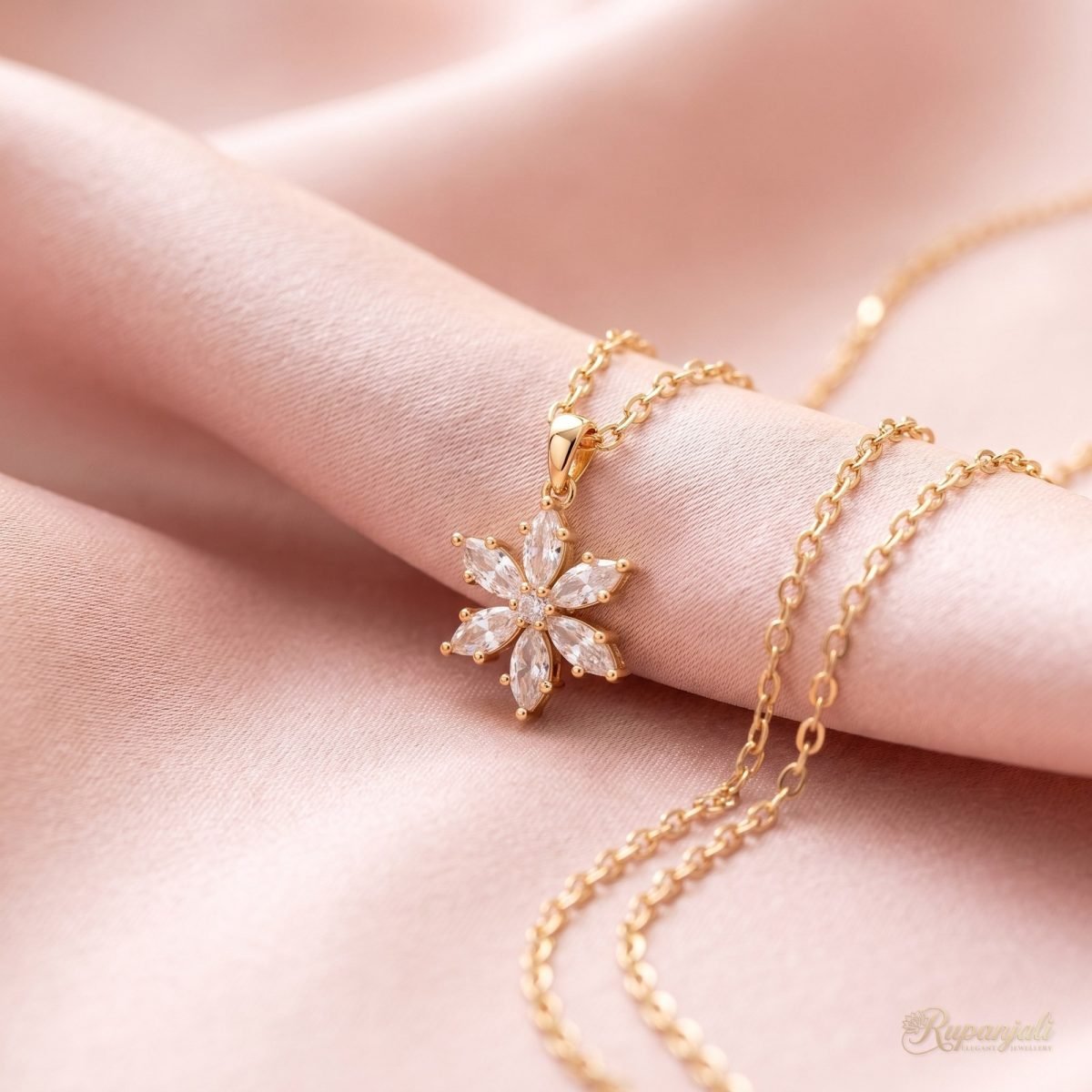 Gold Snowflake Necklace with Cubic Zirconia for Women 4