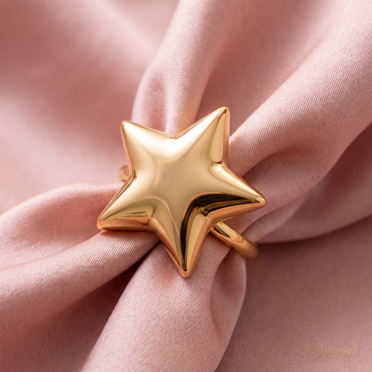 Gold Puffy Star Open Ring — Bold Five-Pointed Statement 4