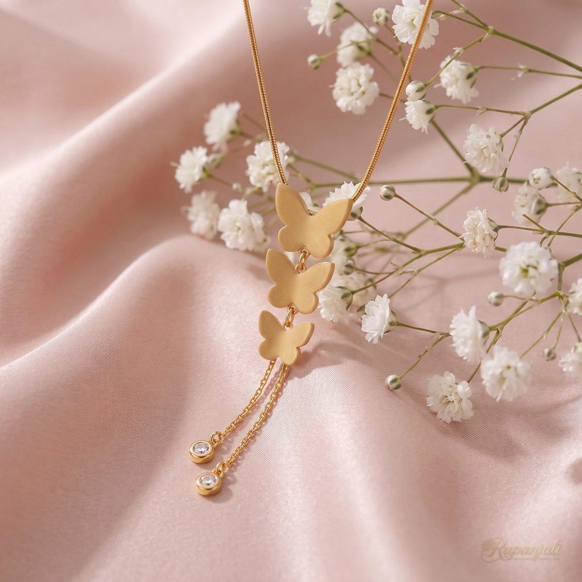 Butterfly Trio Necklace — Tassel Drop 3