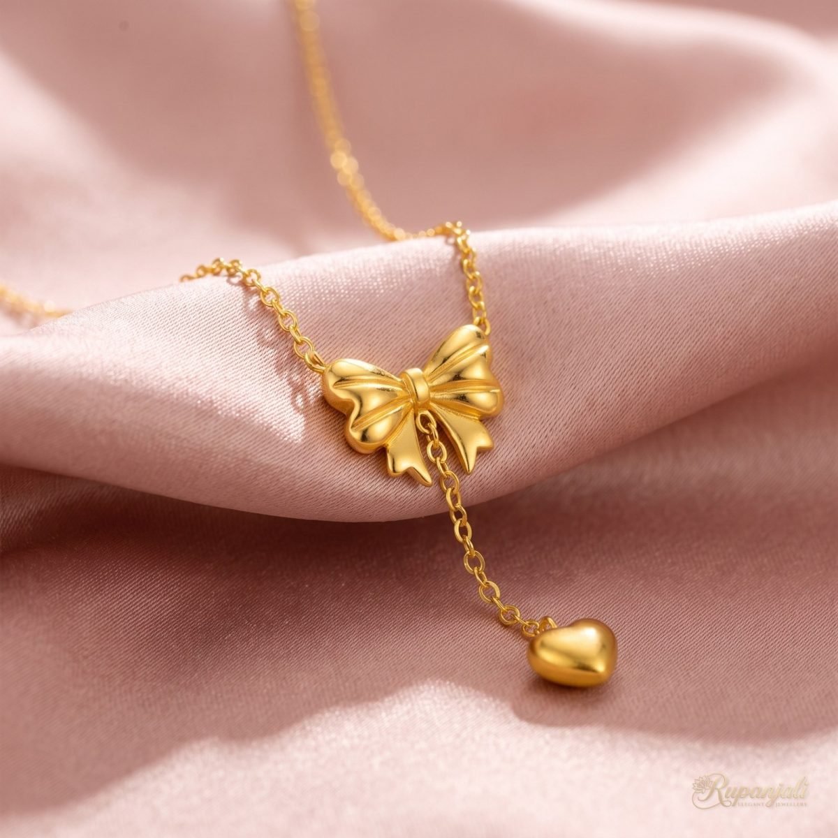Princess Bow Necklace — Heart Drop 4