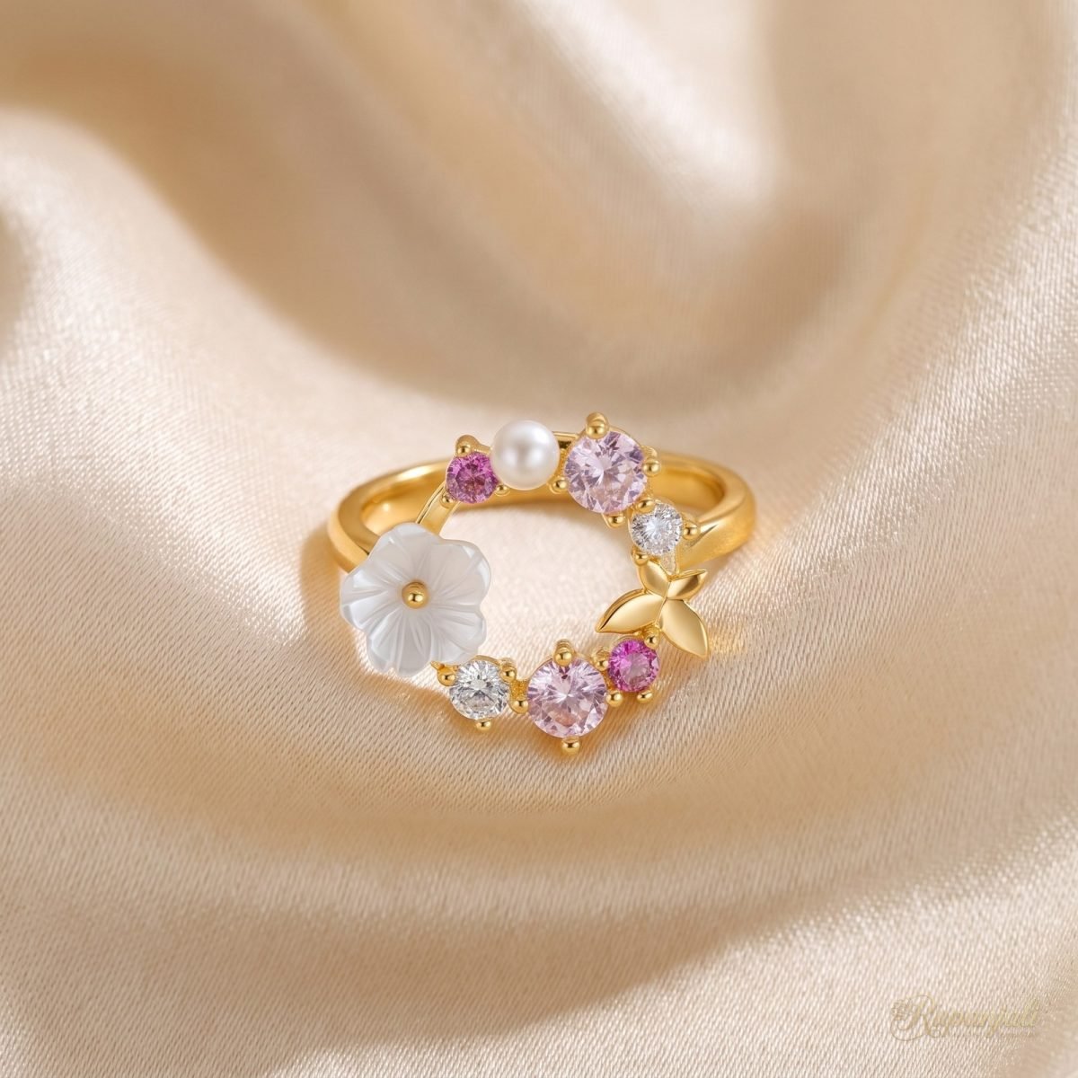 Flower Wreath Ring — Shell Blossom, Pearl & Butterfly 1