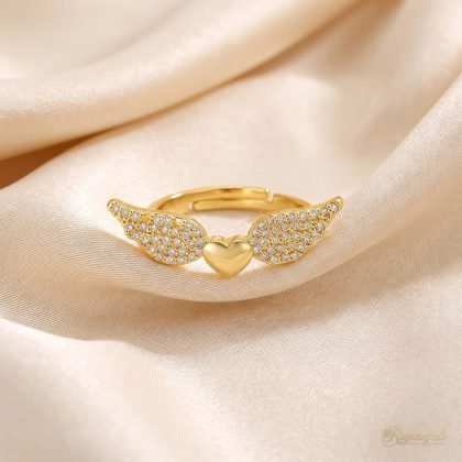 Angel Wings Heart Ring — Winged Pave Love