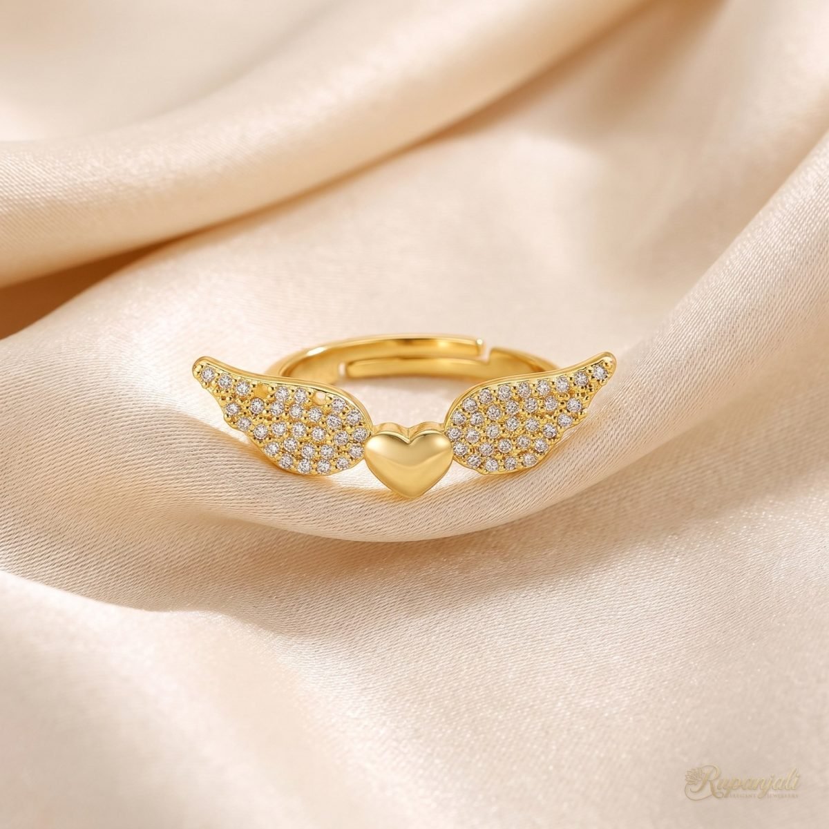 Angel Wings Heart Ring — Winged Pave Love 1