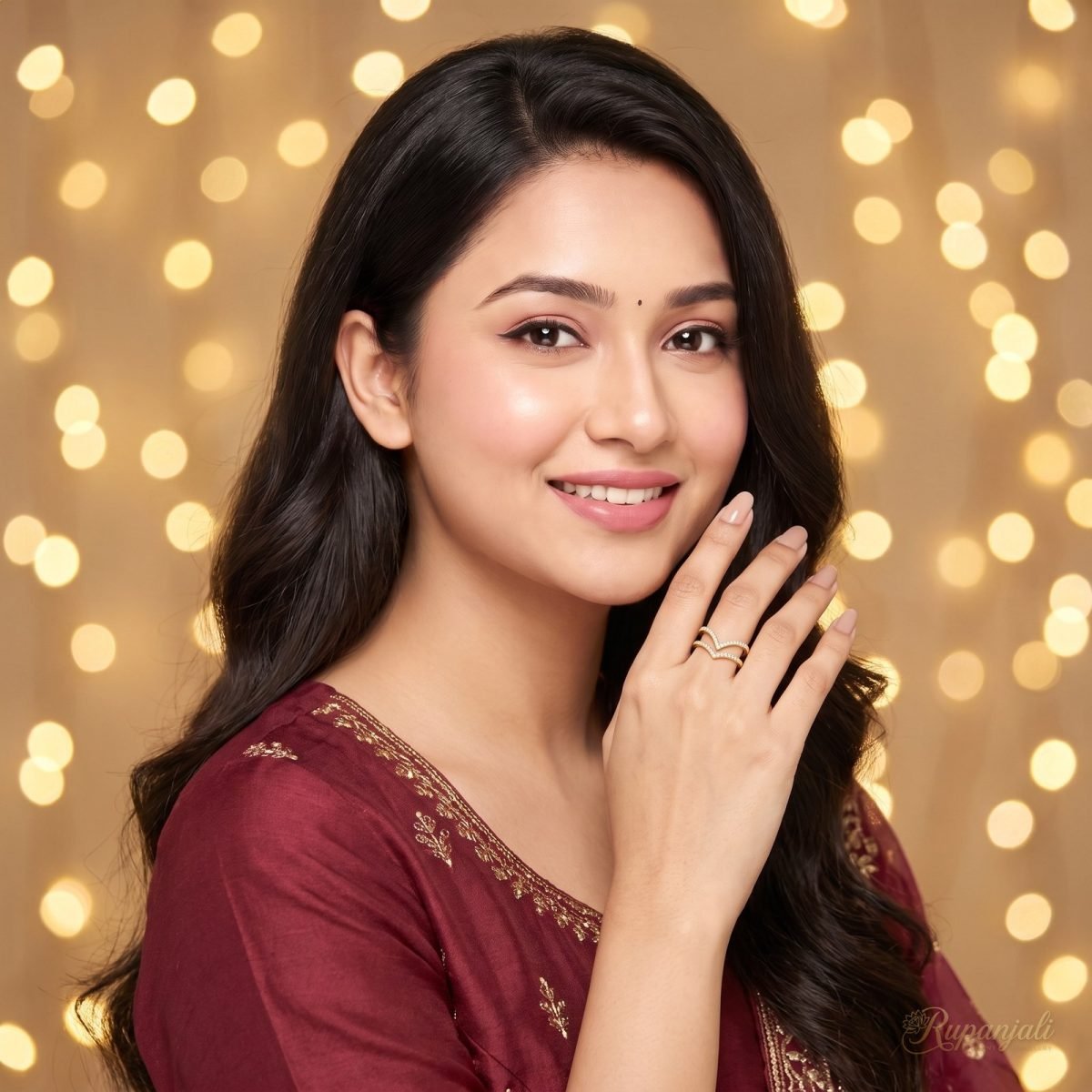 Wave Duet Ring — Double Band Pave Arc 7