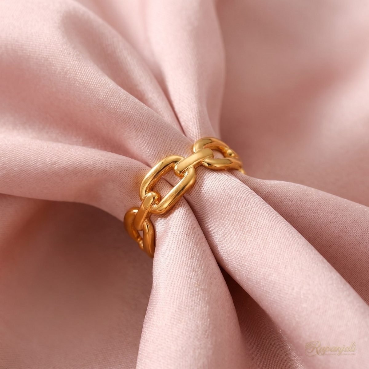 Gold Chain Link Open Ring for Women — Paperclip Band 4
