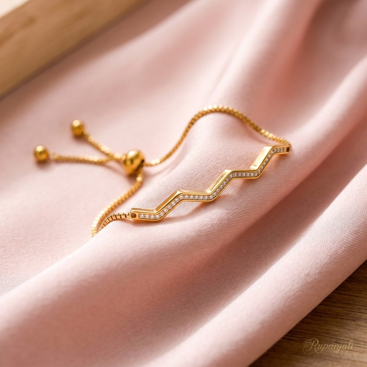 Zircon Wave Bracelet — Adjustable Slide 4