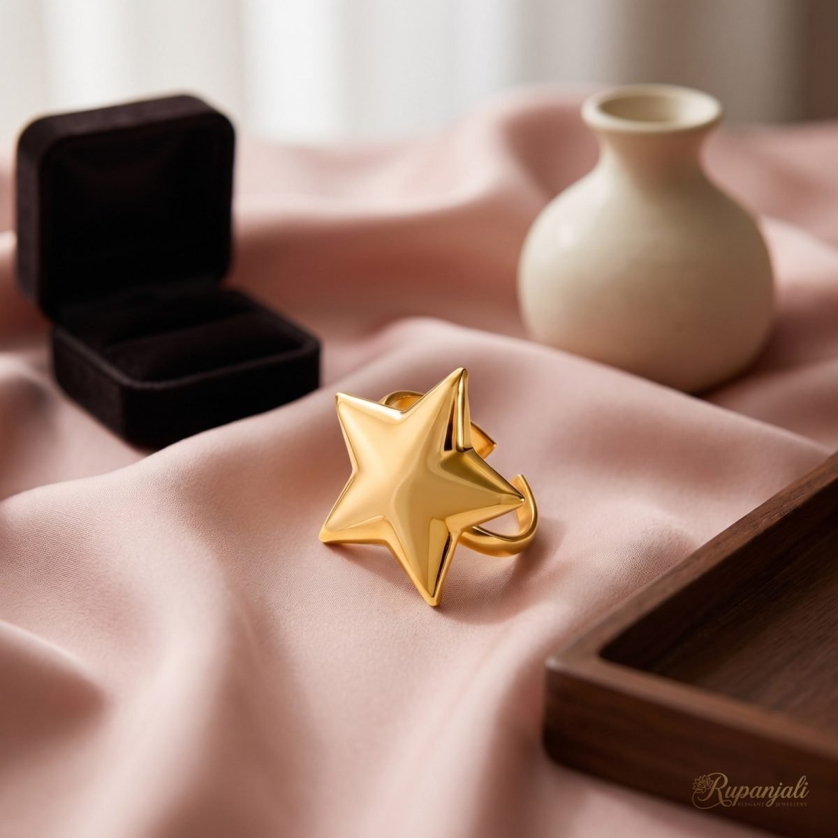 Gold Puffy Star Open Ring — Bold Five-Pointed Statement 2