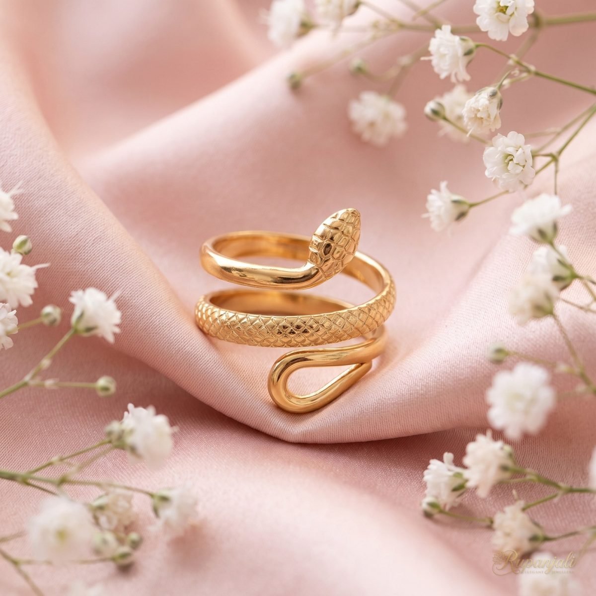 Gold Snake Wrap Ring — Adjustable Serpent Coil Statement 3