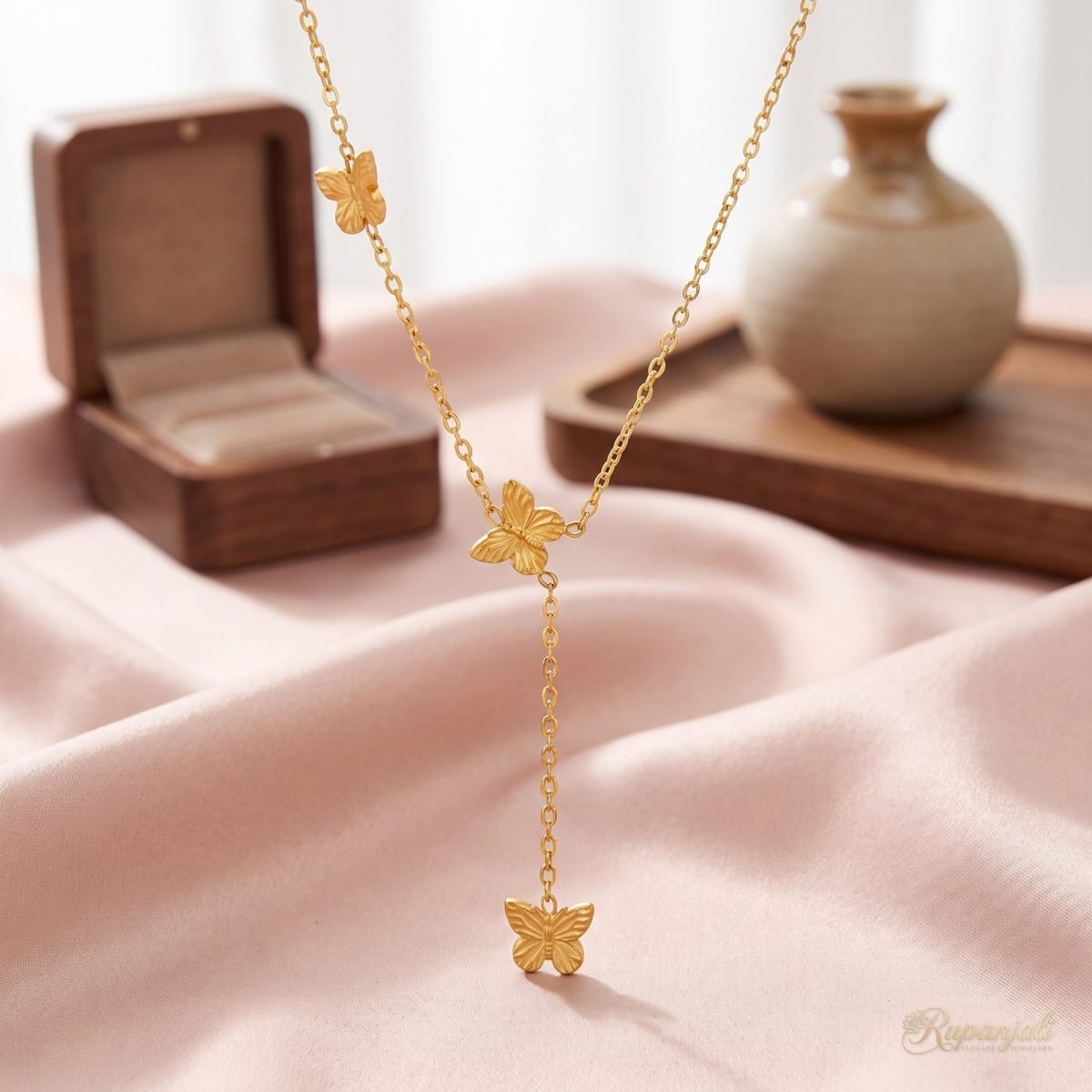 Butterfly Dance Tassel Necklace — Three Butterflies 2