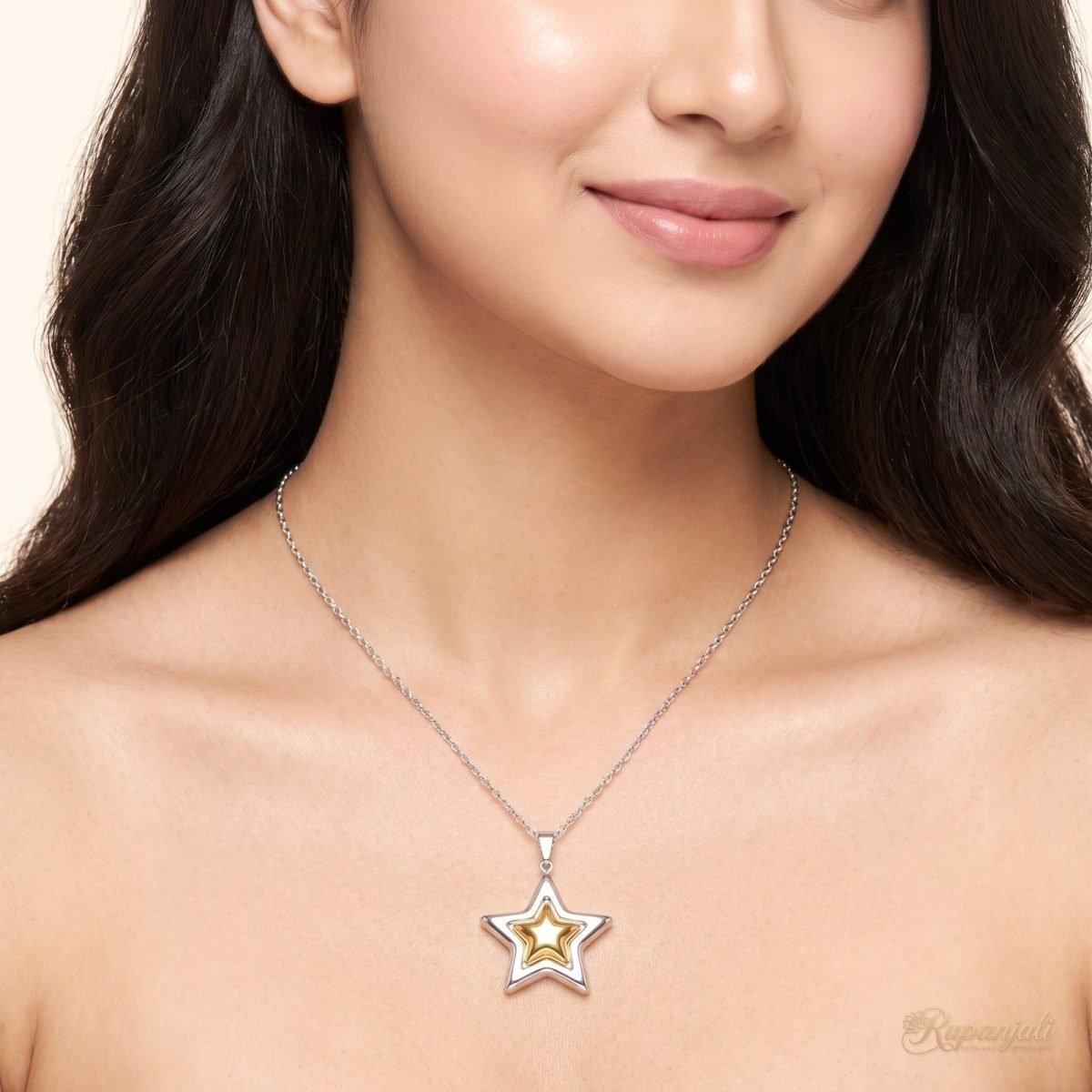 Gold & Silver Two-Tone Star Pendant Necklace for Women 5