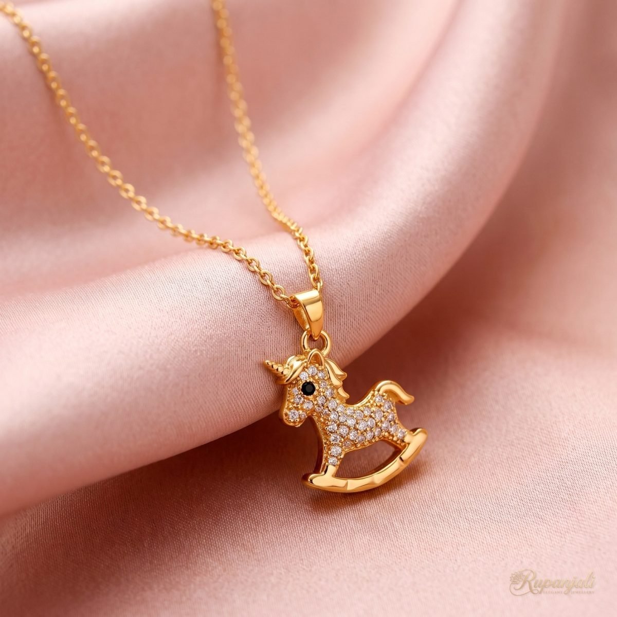 Rocking Pony Unicorn Necklace — Pave Zircon Charm 4