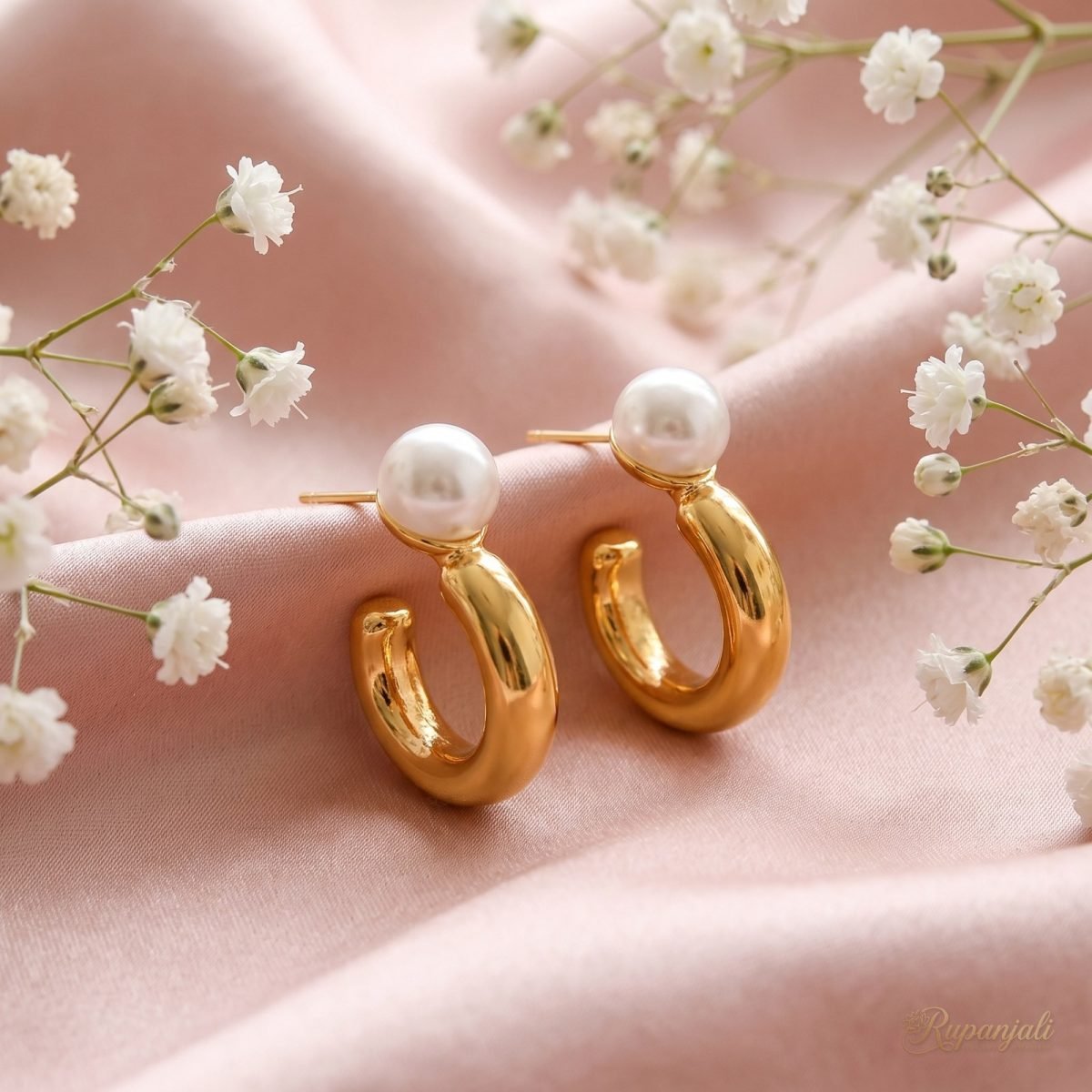 Gold Pearl C-Hoop Earrings for Women — Chunky Pearl Top 3