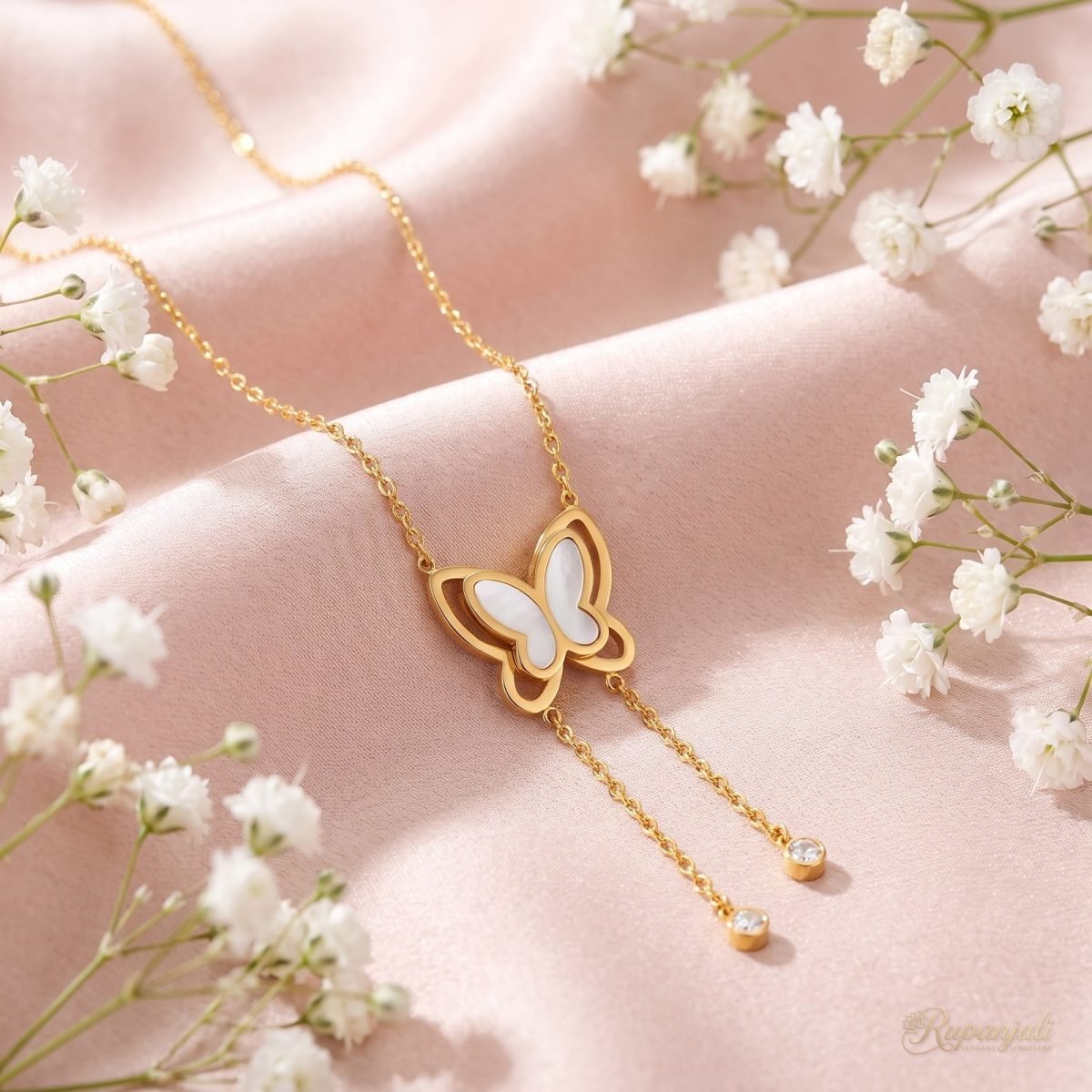 Shell Butterfly Tassel Necklace — Lariat Drop 3