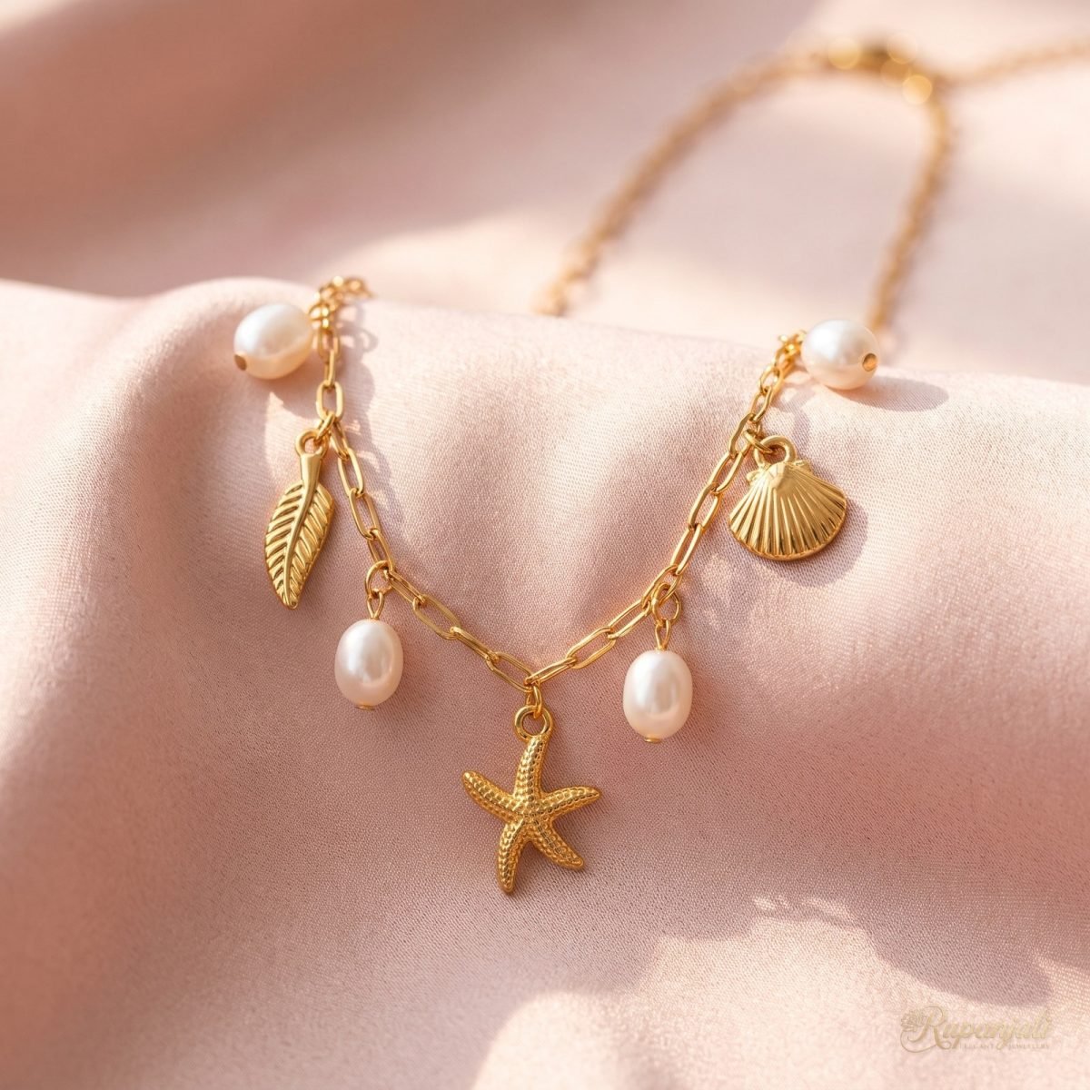 Gold Starfish Shell Pearl Charm Necklace for Women — Ocean 4