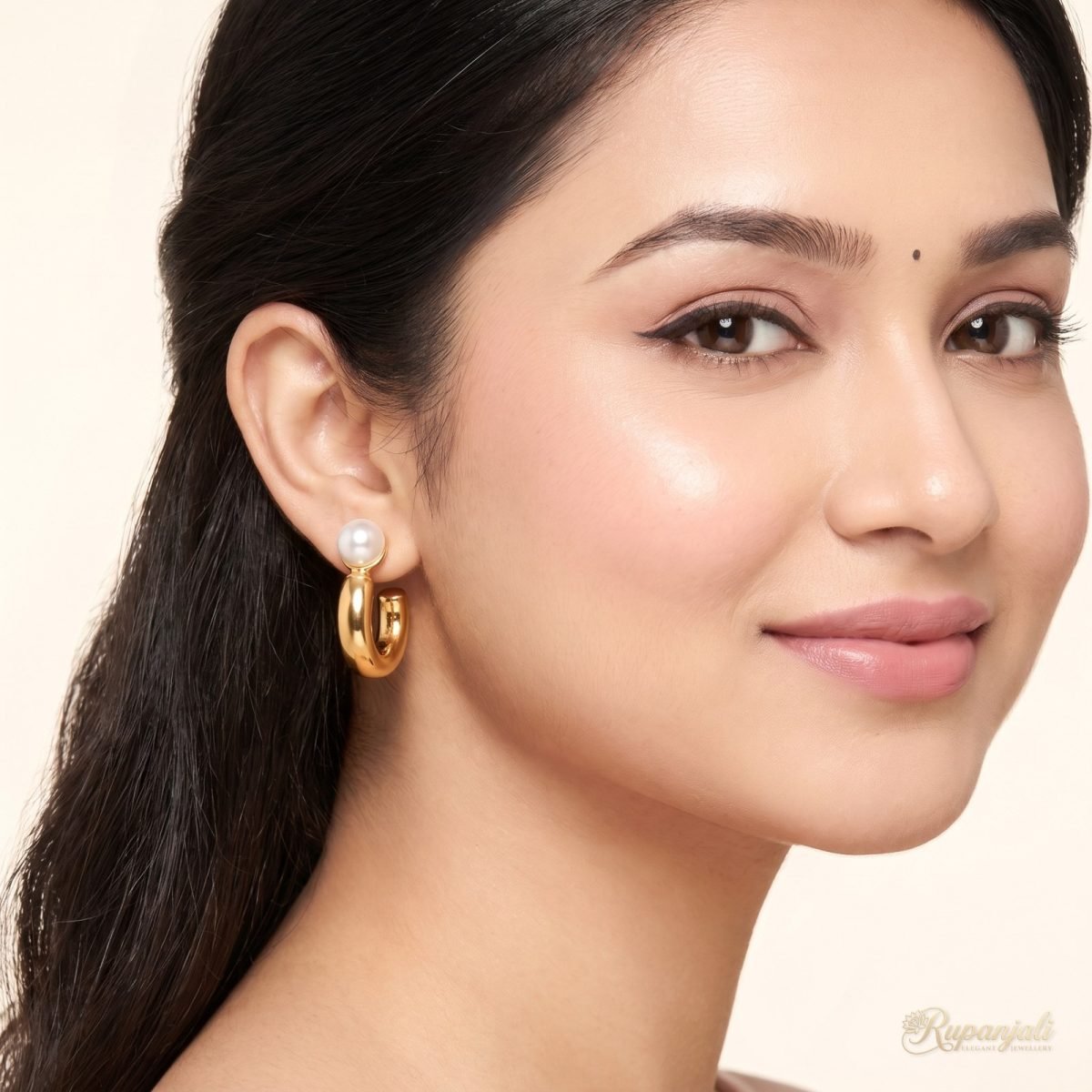 Gold Pearl C-Hoop Earrings for Women — Chunky Pearl Top 5
