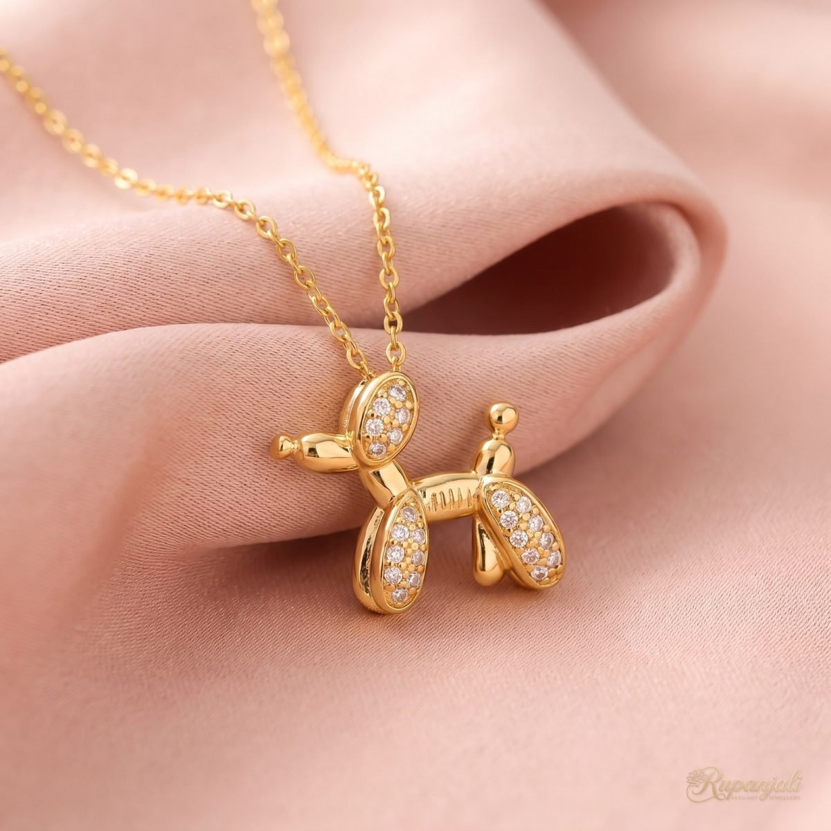 Balloon Dog Necklace — Micro Zircon Puppy Charm 4