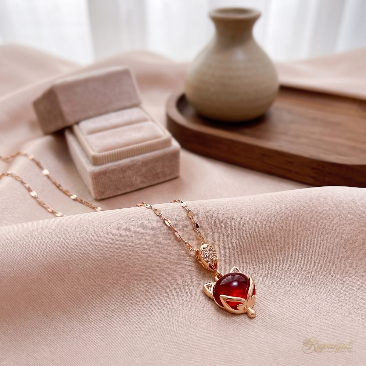 Red Fox Necklace — Ruby-Red Cabochon 2