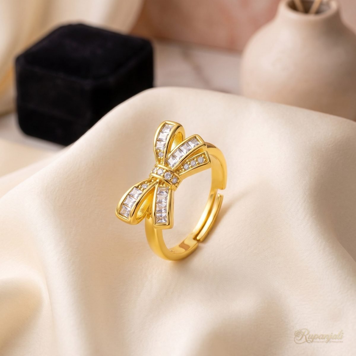Baguette Bow Ring — Channel-Set Ribbon 2