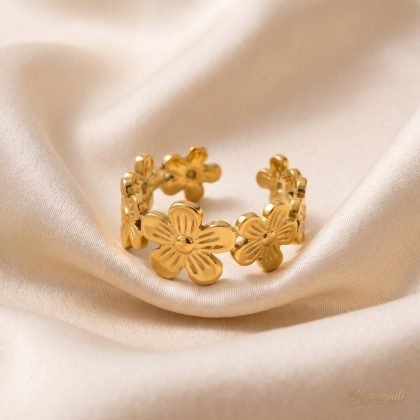 Gold Flower Garland Open Ring for Women — Daisy Band