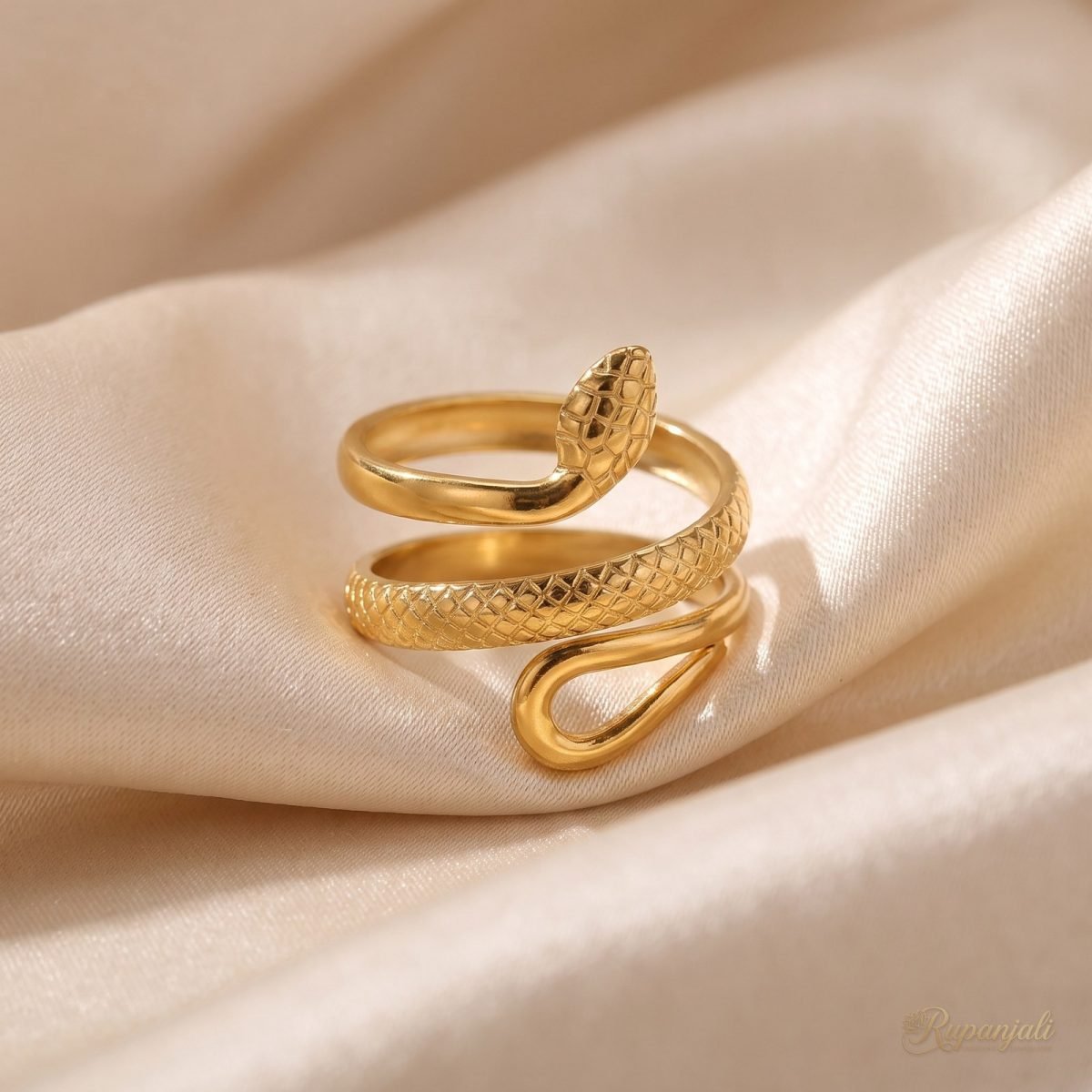 Gold Snake Wrap Ring — Adjustable Serpent Coil Statement 1