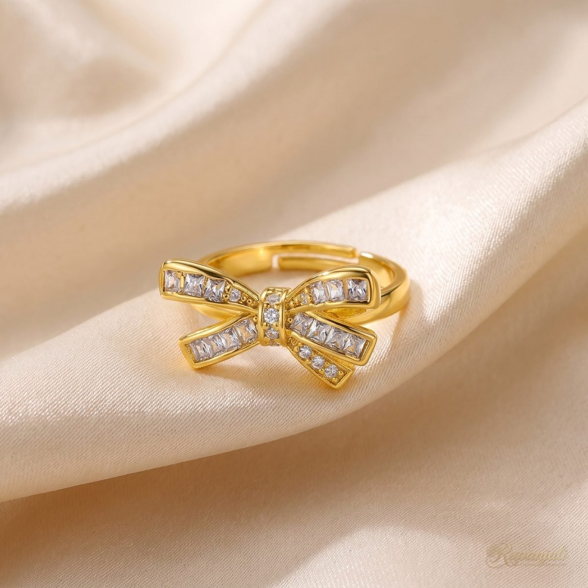 Baguette Bow Ring — Channel-Set Ribbon 1