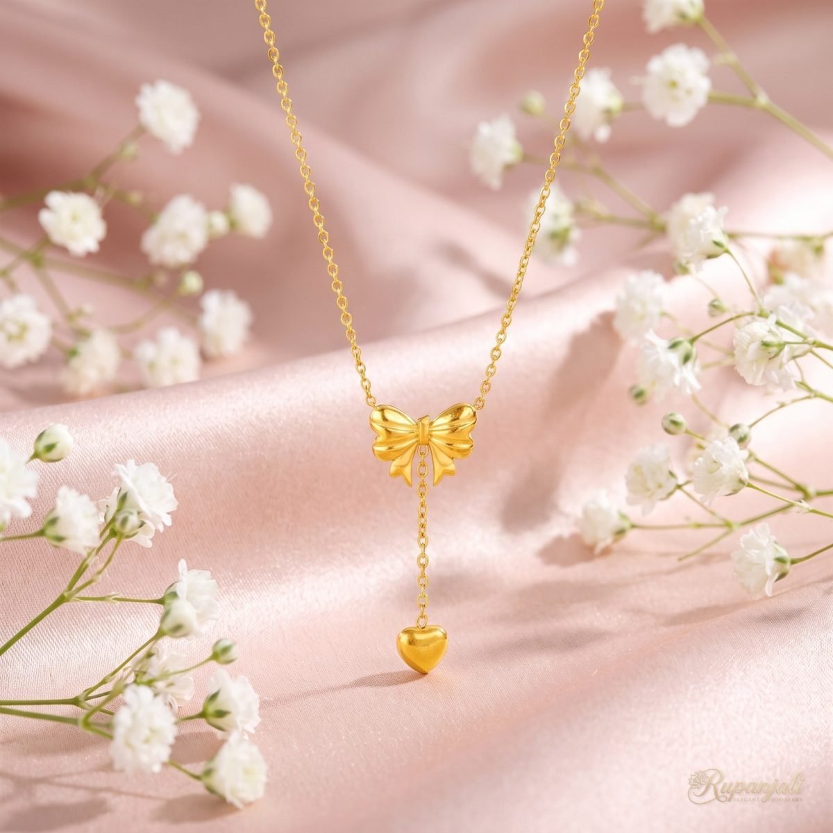 Princess Bow Necklace — Heart Drop 3