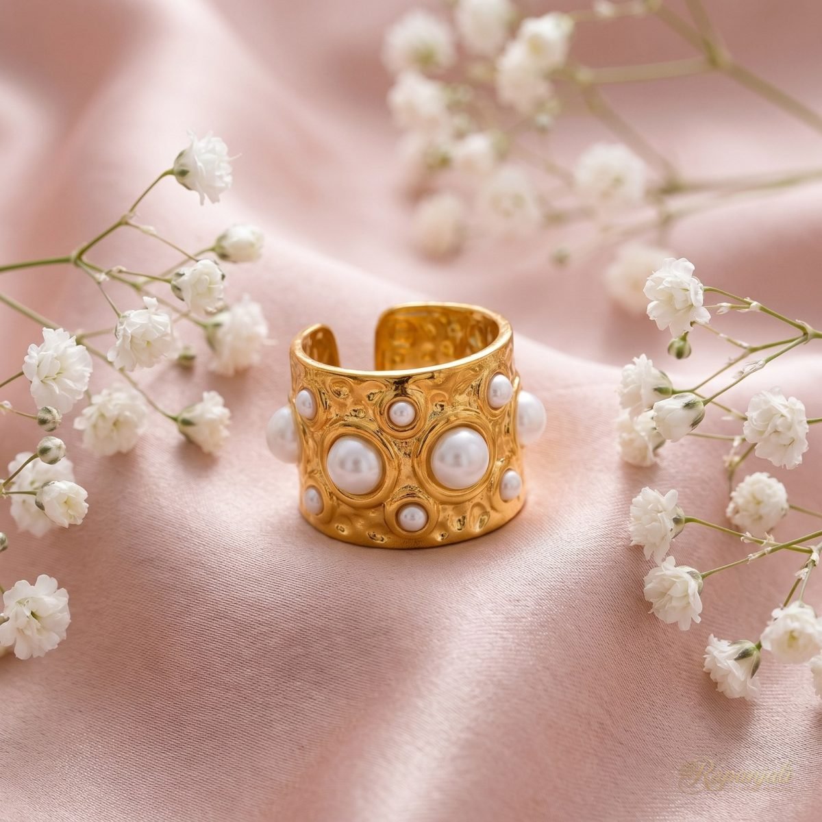 Vintage Pearl Wide Open Ring — Baroque Gold Statement 3