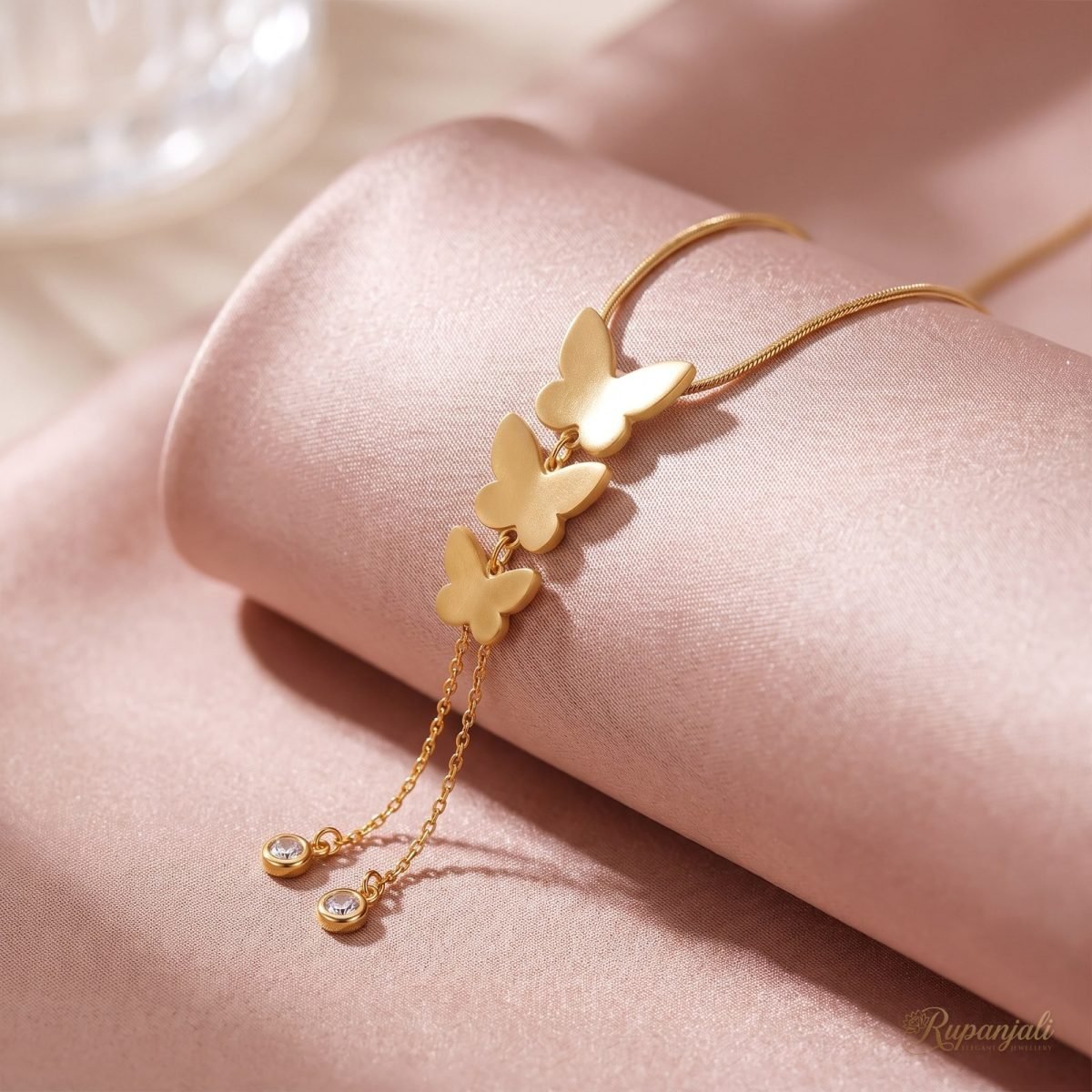 Butterfly Trio Necklace — Tassel Drop 4