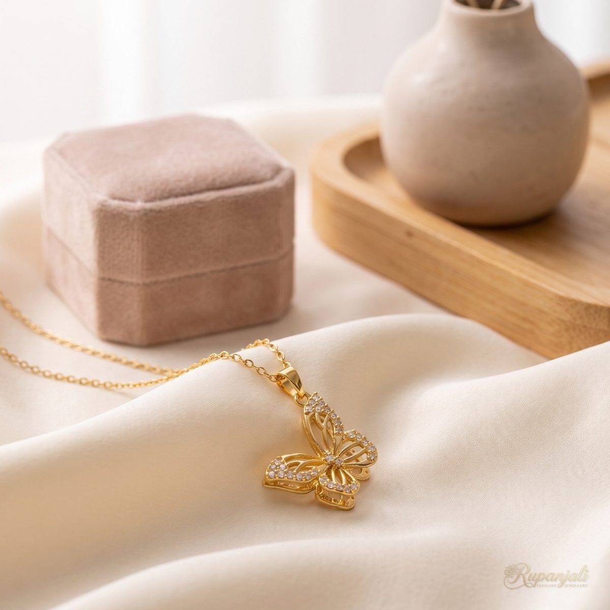 Zircon Butterfly Necklace — Openwork Wings 2