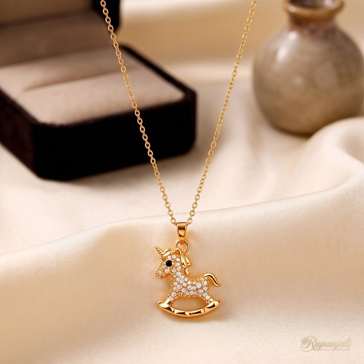 Rocking Pony Unicorn Necklace — Pave Zircon Charm 2