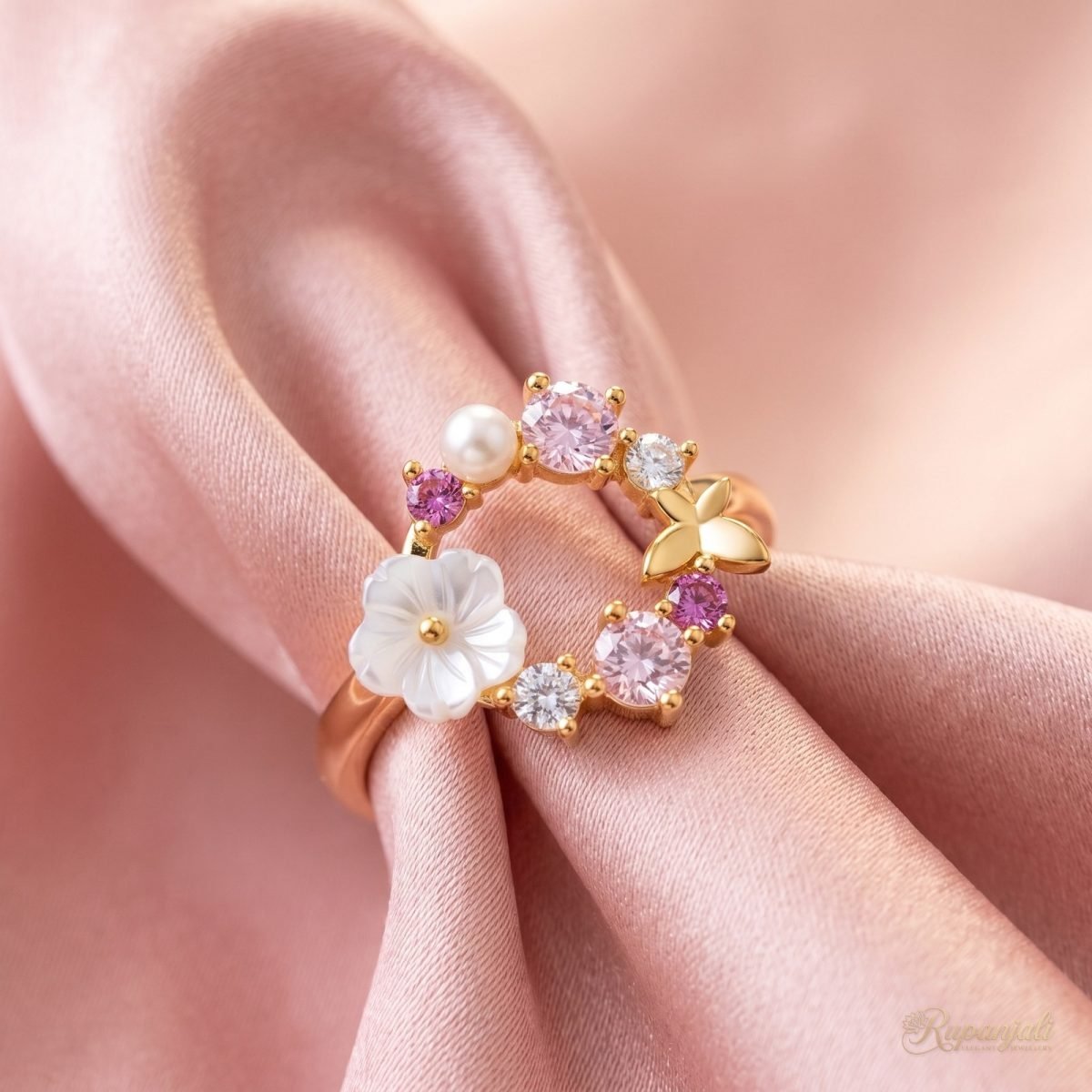 Flower Wreath Ring — Shell Blossom, Pearl & Butterfly 4