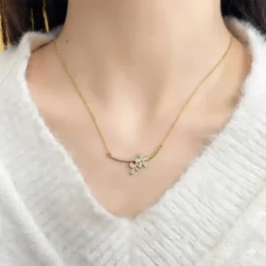 Dewdrop Petal Diamond Cut Necklace - Image 3