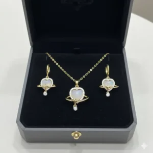 Sleek Solstice Necklace & Ear Ring Set - Image 3