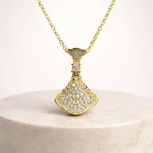 Golden Ginkgo Stone Cut Necklace - Image 3