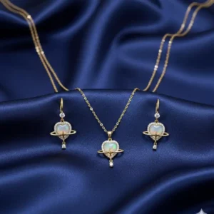 Sleek Solstice Necklace & Ear Ring Set - Image 1