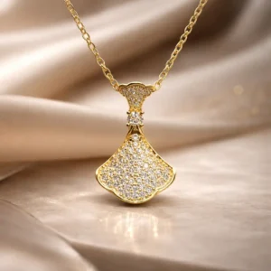 Golden Ginkgo Stone Cut Necklace - Image 1