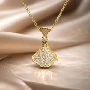 Golden Ginkgo Stone Cut Necklace - Image 2