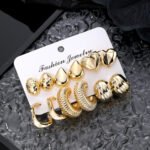 6 Pair Gold Earrings Set for Women – Hoop, Pearl, Stud Collection